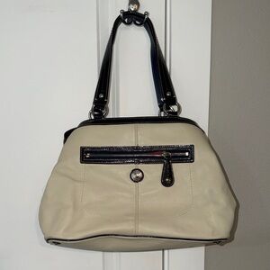 Coach Cream and Black Satchel